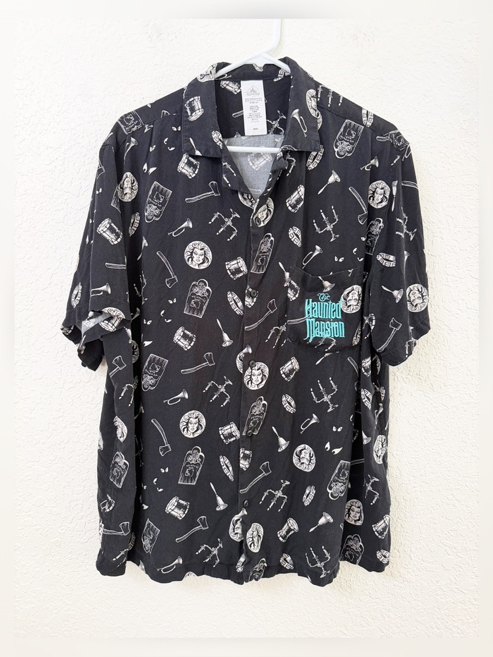 Disney The Haunted Mansion Adult Button Front Short Sleeve Shirt - XL